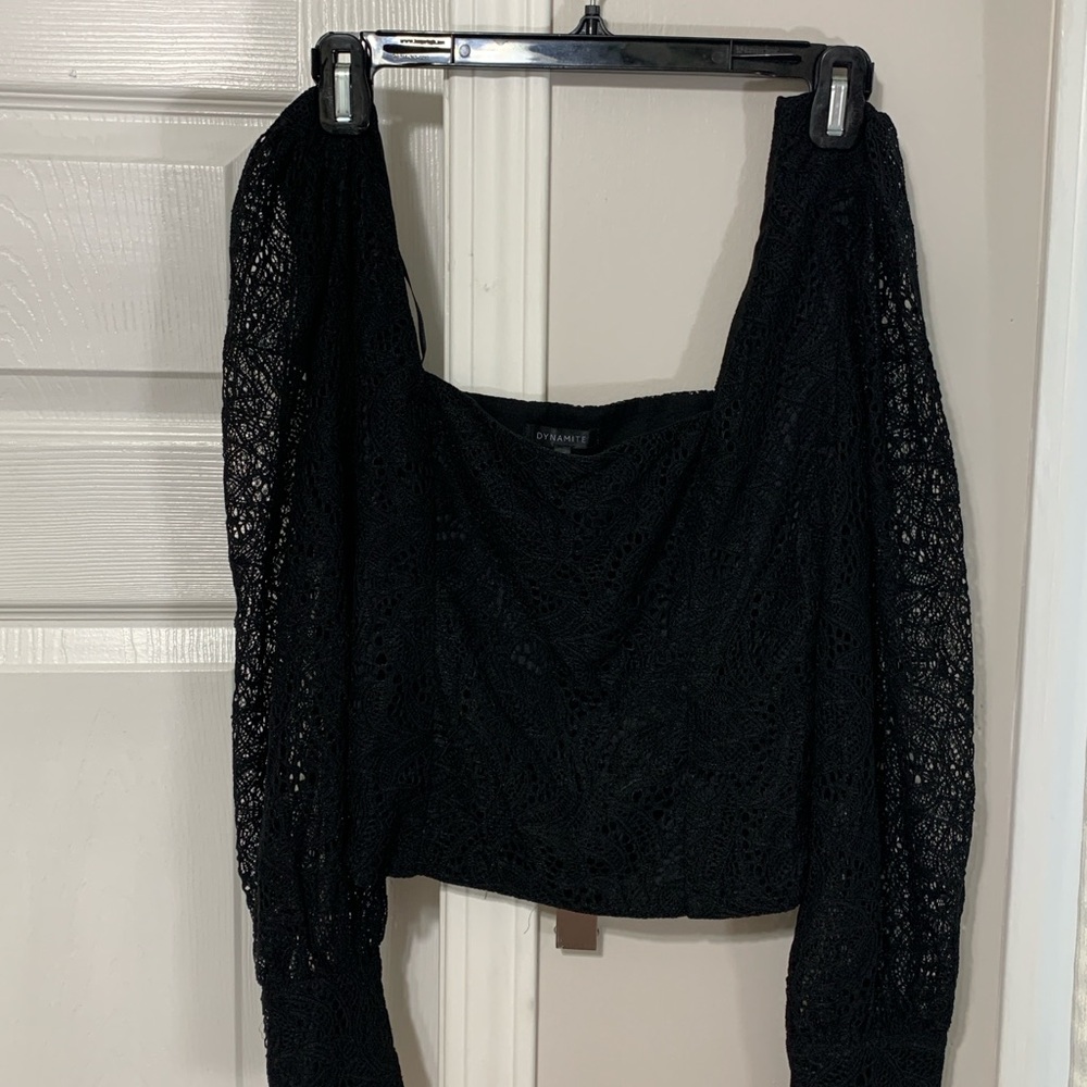 DYNAMITE Black Lace Women's Top